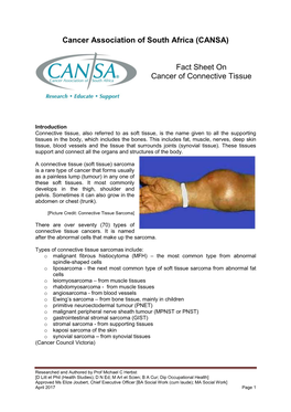 (CANSA) Fact Sheet on Cancer of Connective Tissue