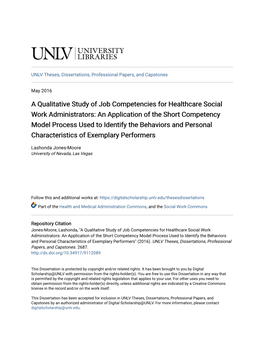 A Qualitative Study of Job Competencies for Healthcare Social Work Administrators