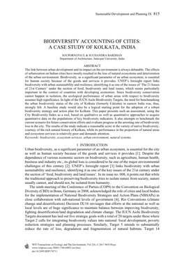 A Case Study of Kolkata, India
