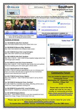 Southam Safer Neighbourhood Team Newsletter