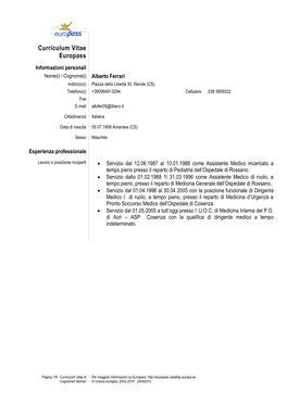 Curriculum Vitae Europass