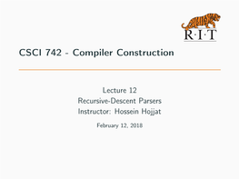 CSCI 742 - Compiler Construction