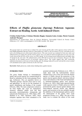 Pedersen Aqueous Extract on Healing Acetic Acid-Induced Ulcers