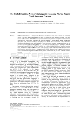 The Global Maritime Nexus: Challenges in Managing Marine Area in North Sumatera Province