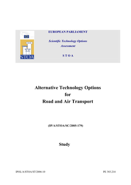 Alternative Technology Options for Road and Air Transport" Project, Ref