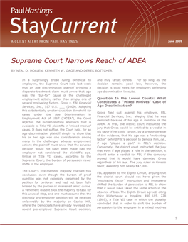 Supreme Court Narrows Reach of ADEA