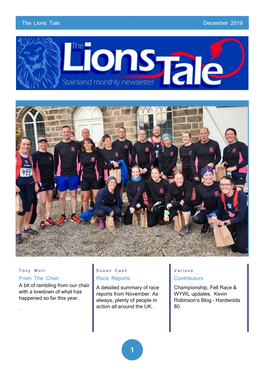 The Lions Tale December 2019 from the Chair a Bit of Rambling from Our