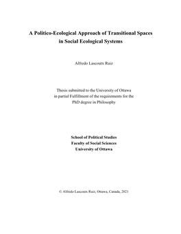 A Politico-Ecological Approach of Transitional Spaces in Social Ecological Systems