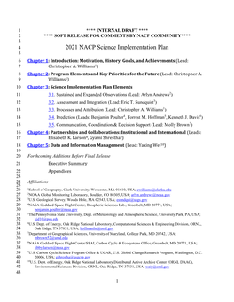 2021 NACP Science Implementation Plan 5 6 Chapter 1: Introduction: Motivation, History, Goals, and Achievements (Lead: 7 Christopher A