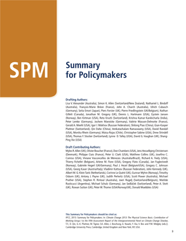 Summary for Policymakers Should Be Cited As: IPCC, 2013: Summary for Policymakers