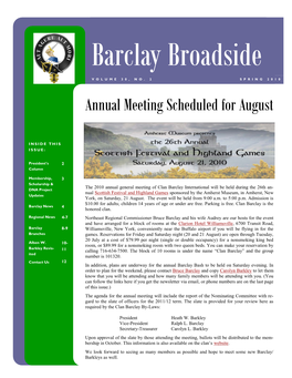 Annual Meeting Scheduled for August