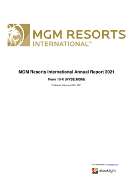 MGM Resorts International Annual Report 2021