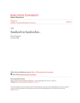 Sandwich in Sandwiches... Bernice Borgman Iowa State College