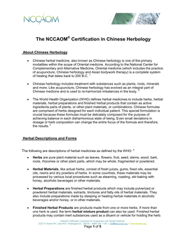 The NCCAOM Certification in Chinese Herbology