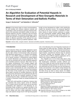 An Algorithm for Evaluation of Potential Hazards in Research and Development of New Energetic Materials in Terms of Their Detonationballistic and Profiles