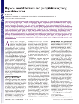 Regional Crustal Thickness and Precipitation in Young Mountain Chains