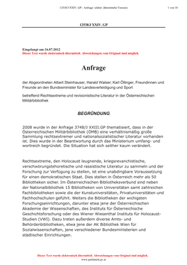 Anfrage (Elektr. Übermittelte Version) / PDF, 147 KB