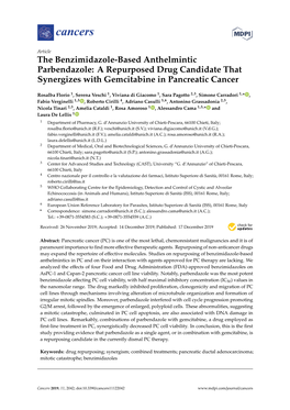 The Benzimidazole-Based Anthelmintic Parbendazole: a Repurposed Drug Candidate That Synergizes with Gemcitabine in Pancreatic Cancer