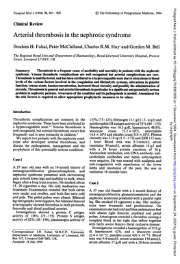 Arterial Thrombosis in the Nephrotic Syndrome Ibrahim H