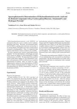 Spectrophotometric Determination of Ethylenediaminetetraacetic Acid and Its Related Compounds with P-Carboxyphenylfluorone, Titanium(IV) and Hydrogen Peroxide1