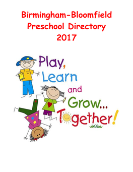 Birmingham-Bloomfield Preschool Directory 2017