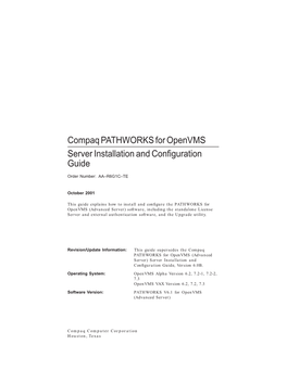 Compaq PATHWORKS for Openvms Server Installation and Conﬁguration Guide