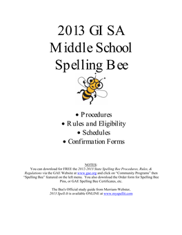 2013 GISA Middle School Spelling Bee