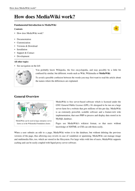 How Does Mediawiki Work? 1 How Does Mediawiki Work?