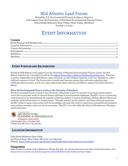 EPA Mid Atlantic Lead Forum Event Information 9-28-19