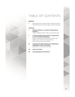 Table of Contents