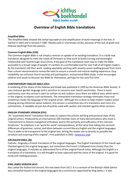 Overview of English Bible Translations