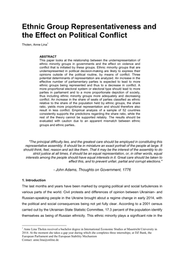 Ethnic Group Representativeness and the Effect on Political Conflict