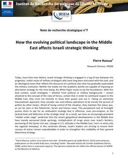 How the Evolving Political Landscape in the Middle East Affects Israeli Strategic Thinking