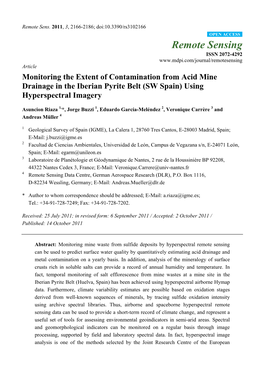 Monitoring the Extent of Contamination from Acid Mine Drainage in the Iberian Pyrite Belt (SW Spain) Using Hyperspectral Imagery