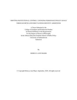 Changing Indigenous Policy Goals Through Métis and First Nations Identity Assertions