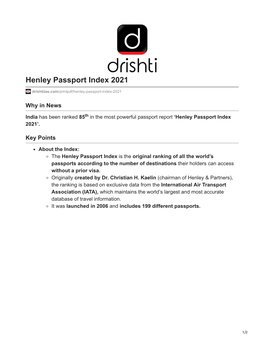 Henley Passport Index 2021