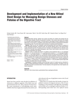 Development and Implementation of a New Nitinol Stent Design for Managing Benign Stenoses and Fistulas of the Digestive Tract