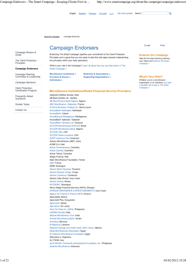 Campaign Endorsers - the Smart Campaign - Keeping Clients First in