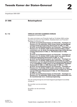 Verslag Van Een Algemeen Overleg, Gehouden Op 15 Oktober 2020, Over Hersteloperatie Kinderopvangtoeslagen