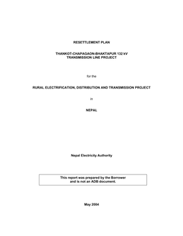 Thankot-Chapagaon-Bhaktapur 132 Kv Transmission Line Project for the Rural Electrification, Distribution and Transmission Projec