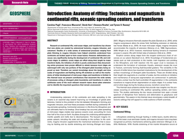 Anatomy of Rifting: Tectonics and Magmatism in Continental Rifts, Oceanic Spreading Centers, and Transforms GEOSPHERE; V