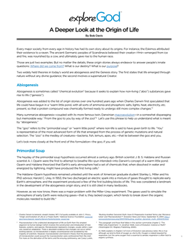 A Deeper Look at the Origin of Life by Bob Davis