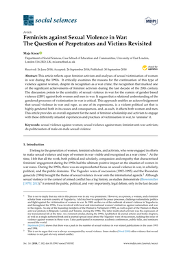 Feminists Against Sexual Violence in War: the Question of Perpetrators and Victims Revisited