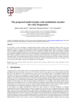 The Proposed Model of Pulse Code Modulation Encoder for Voice Frequencies
