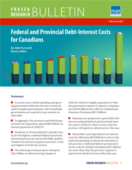 Federal and Provincial Debt-Interest Costs for Canadians by Jake Fuss and Steve Lafleur