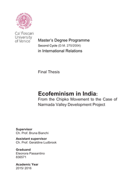 Ecofeminism in India: from the Chipko Movement to the Case of Narmada Valley Development Project