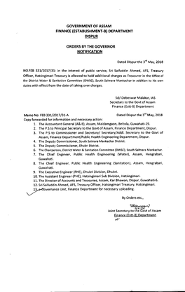 E(*|I"/I?/,, Joint Secretary to the Gbvt of Assam Finance (Estt-B) Deoartment