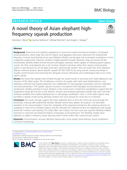 A Novel Theory of Asian Elephant High-Frequency Squeak Production