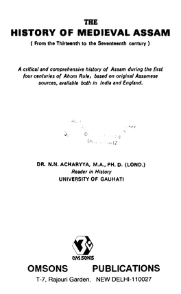 History of Medieval Assam Omsons Publications