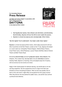 DAYTONA a New Play by Oliver Cotton